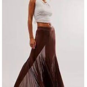 Free People Brand New in bag Godet Girl Mesh Maxi Skirt.  Size Small.  Dark Wine